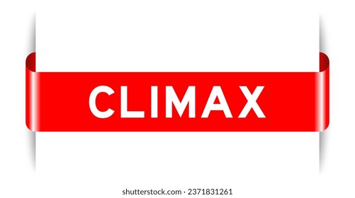 Red color inserted label banner with word climax on white background