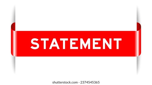 Red color inserted label banner with word statement on white background