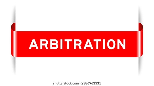 Banner de etiqueta insertado de color rojo con arbitraje de palabras en fondo blanco