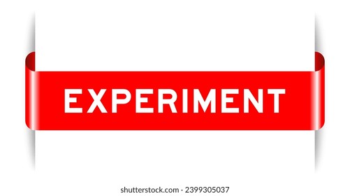 Banner de etiqueta insertado de color rojo con experimento de palabras en fondo blanco