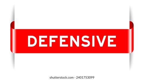 Red color inserted label banner with word defensive on white background