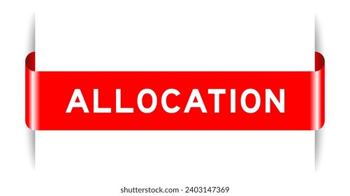 Red color inserted label banner with word allocation on white background