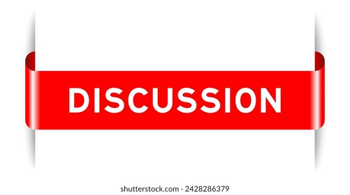 Red color inserted label banner with word discussion on white background