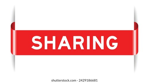 Red color inserted label banner with word sharing on white background
