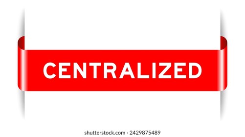 Red color inserted label banner with word centralized on white background
