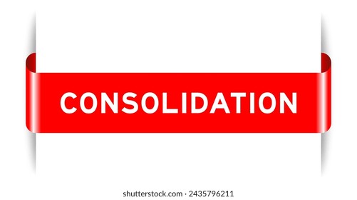 Banner de etiqueta insertado de color rojo con consolidación de palabras sobre fondo blanco