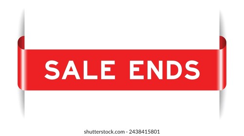 Banner de etiqueta insertado de color rojo con fines de venta de palabra sobre fondo blanco