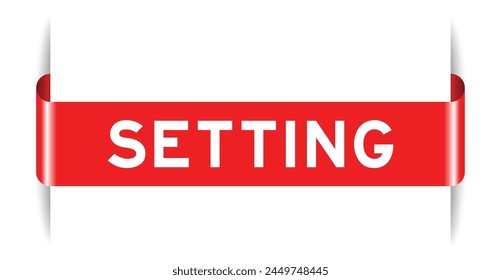 Red color inserted label banner with word setting on white background
