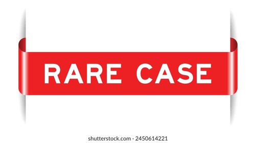 Red color inserted label banner with word rare case on white background