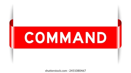 Red color inserted label banner with word command on white background