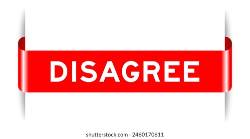 Red color inserted label banner with word disagree on white background