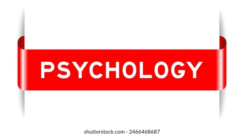 Red color inserted label banner with word psychology on white background