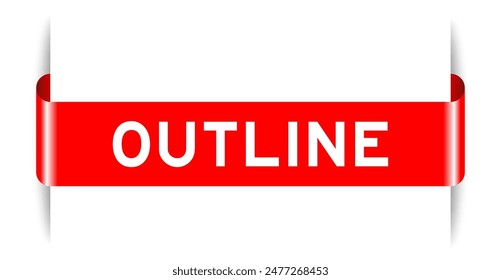 Anuncio de etiqueta insertado de color rojo con contorno de palabra sobre fondo blanco