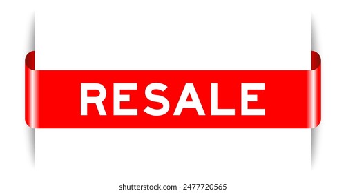 Red color inserted label banner with word resale on white background