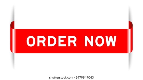 Red color inserted label banner with word order now on white background