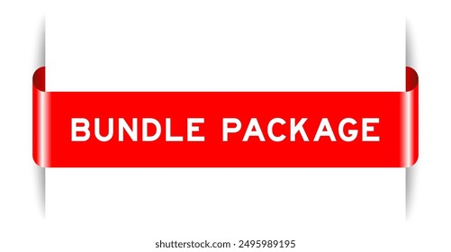 Red color inserted label banner with word bundle package on white background