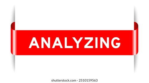 Anuncio de etiqueta insertado de color rojo con análisis de palabras sobre fondo blanco