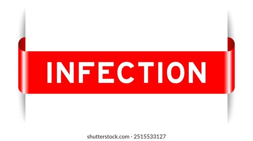 Color rojo insertado Anuncio de la etiqueta con la infección de la palabra en el fondo blanco