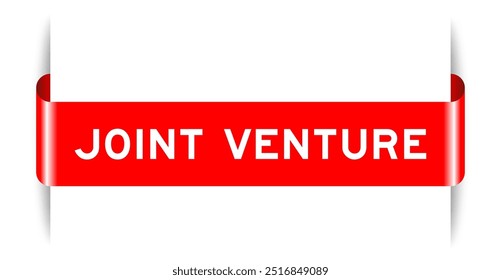 Red color inserted label banner with word joint venture on white background