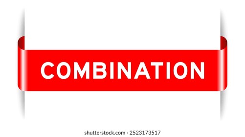 Red color inserted label banner with word combination on white background
