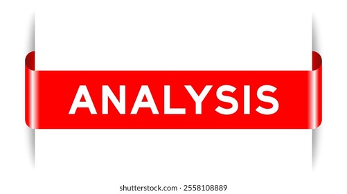 Red color inserted label banner with word analysis on white background