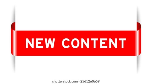 Red color inserted label banner with word new content on white background