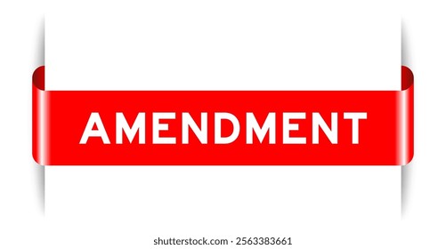 Red color inserted label banner with word amendment on white background