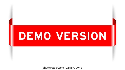 Red color inserted label banner with word demo version on white background