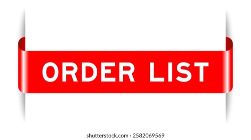 Red color inserted label banner with word order list on white background