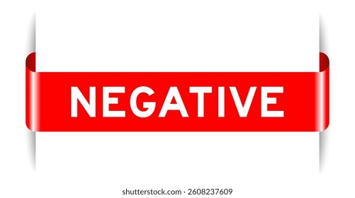 Red color inserted label banner with word negative on white background