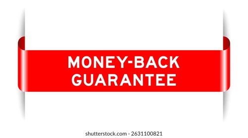 Red color inserted label banner with word money back guarantee on white background