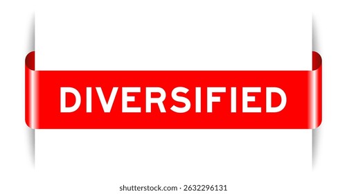 Color rojo insertado Anuncio de la etiqueta con la palabra diversificada sobre fondo blanco