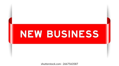Cor vermelha inserida etiqueta banner com palavra nova empresa no fundo branco