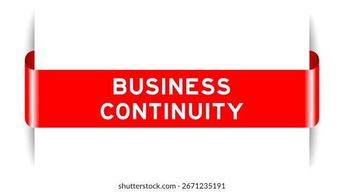 Red color inserted label banner with word business continuity on white background