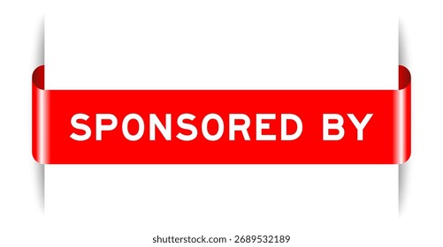Cor vermelha inserida etiqueta banner com palavra patrocinada por no fundo branco