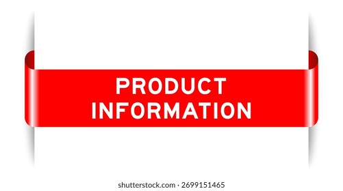 Cor vermelha inserida etiqueta banner com informação de produto palavra no fundo branco