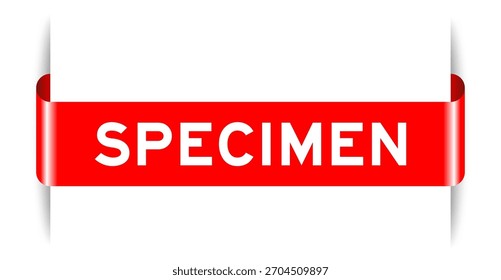 Cor vermelha inserida etiqueta banner com amostra de palavra no fundo branco