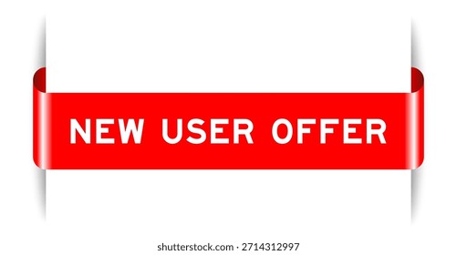 Cor vermelha inserida etiqueta banner com palavra nova oferta do usuário no fundo branco