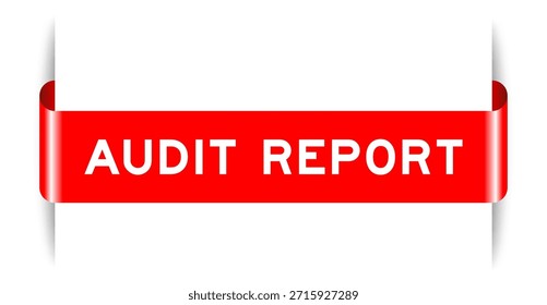 Cor vermelha inserida etiqueta banner com relatório de auditoria de palavra no fundo branco