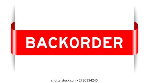 Red color inserted label banner with word backorder on white background