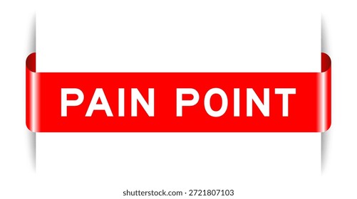 Red color inserted label banner with word pain point on white background