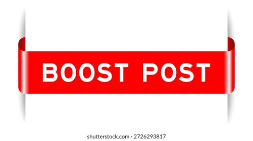 Rote Farbe eingefügt Etikett Banner mit Wort Boost Post auf weißem Hintergrund