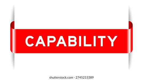 Red color inserted label banner with word capability on white background