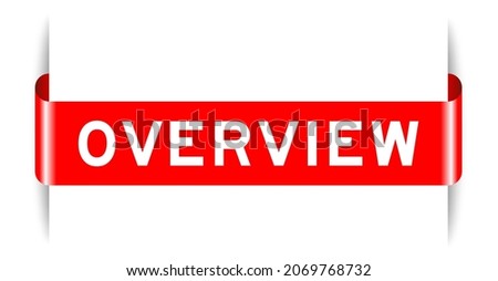 Red color inserted label banner with word overview on white background