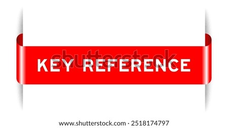 Red color inserted label banner with word key reference on white background