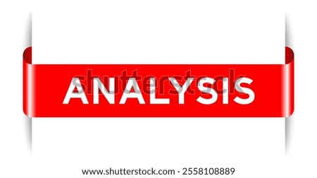 Red color inserted label banner with word analysis on white background