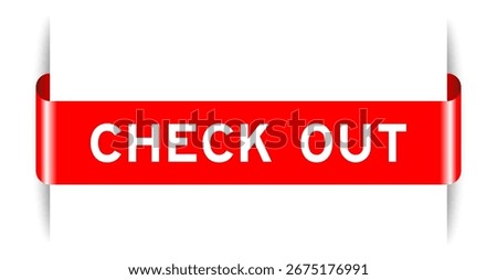 Red color inserted label banner with word check outon white background