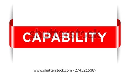 Red color inserted label banner with word capability on white background