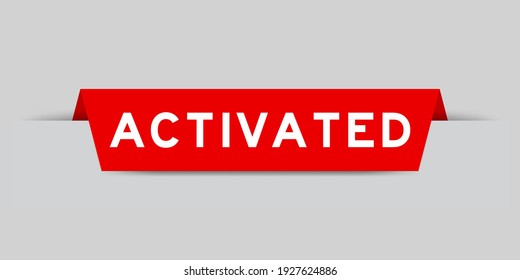 Red color inserted label with word activated on gray background