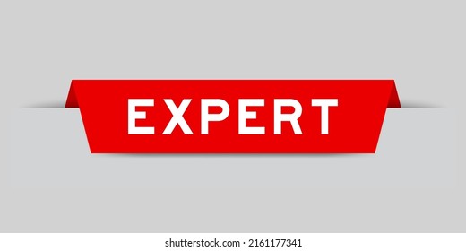 Red color inserted label with word expert on gray background